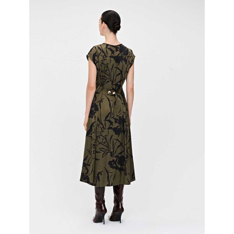 Veronika Maine Olive Lillies Midi Dress image number 1